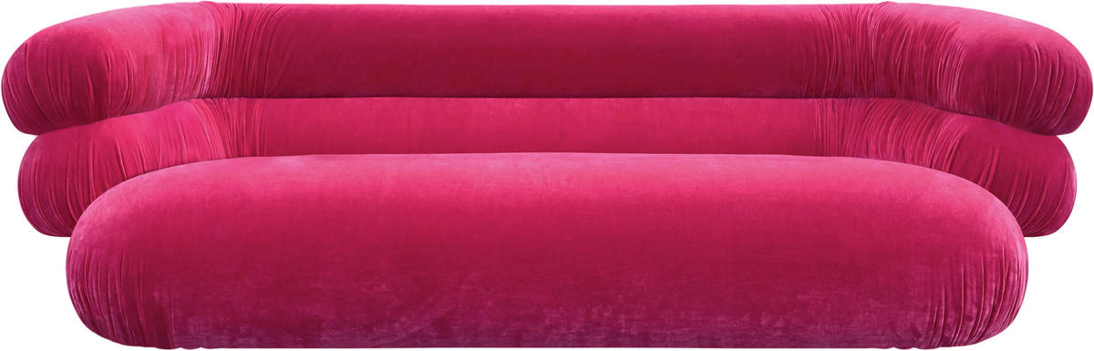 BIGSOFA in Velours Pink  - Pink/Schwarz, Trend, Kunststoff/Textil (250/77/130cm) - Bretz