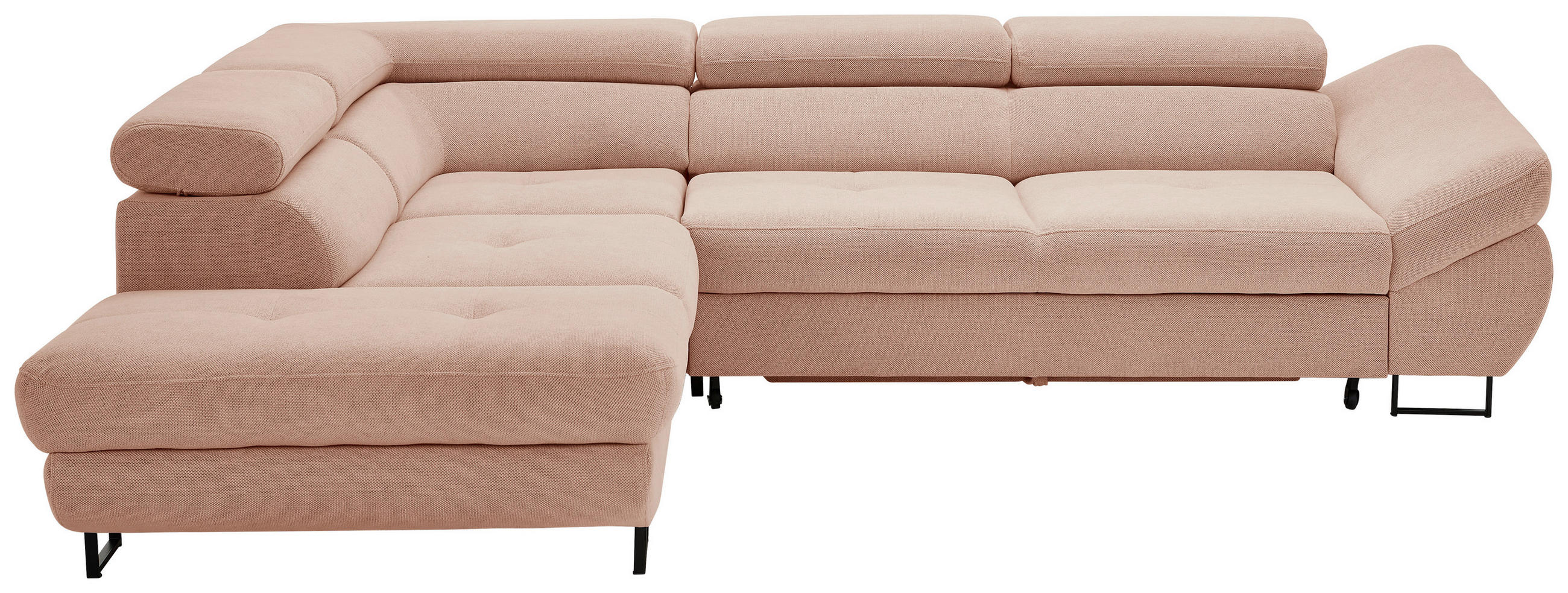 ECKSOFA in Webstoff Altrosa  - Schwarz/Altrosa, Design, Textil/Metall (235/280cm) - Hom`in
