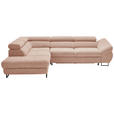 ECKSOFA in Webstoff Altrosa  - Schwarz/Altrosa, Design, Textil/Metall (235/280cm) - Hom`in