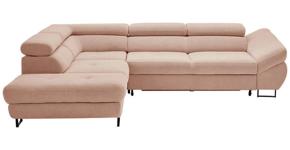 ECKSOFA in Webstoff Altrosa  - Schwarz/Altrosa, Design, Textil/Metall (235/280cm) - Hom`in