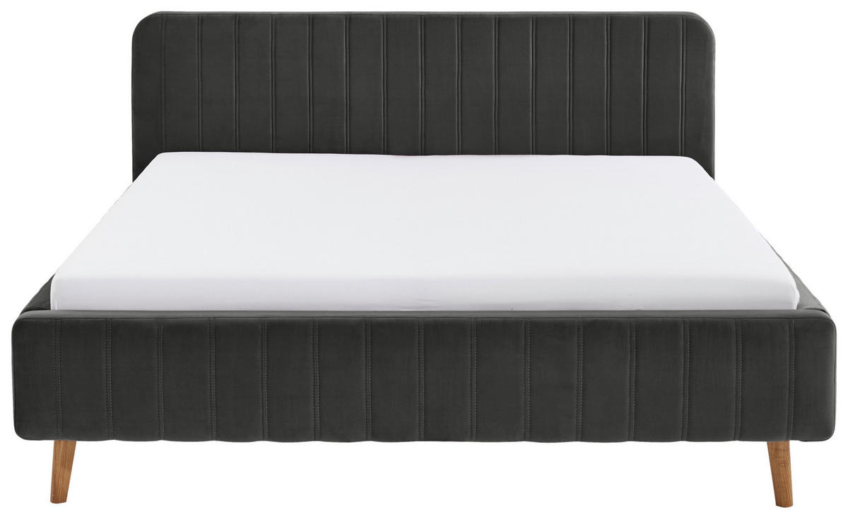 POLSTERBETT 180/200 cm,  in Anthrazit,  - Eichefarben/Anthrazit, MODERN, Holz/Textil (180/200cm) - Xora
