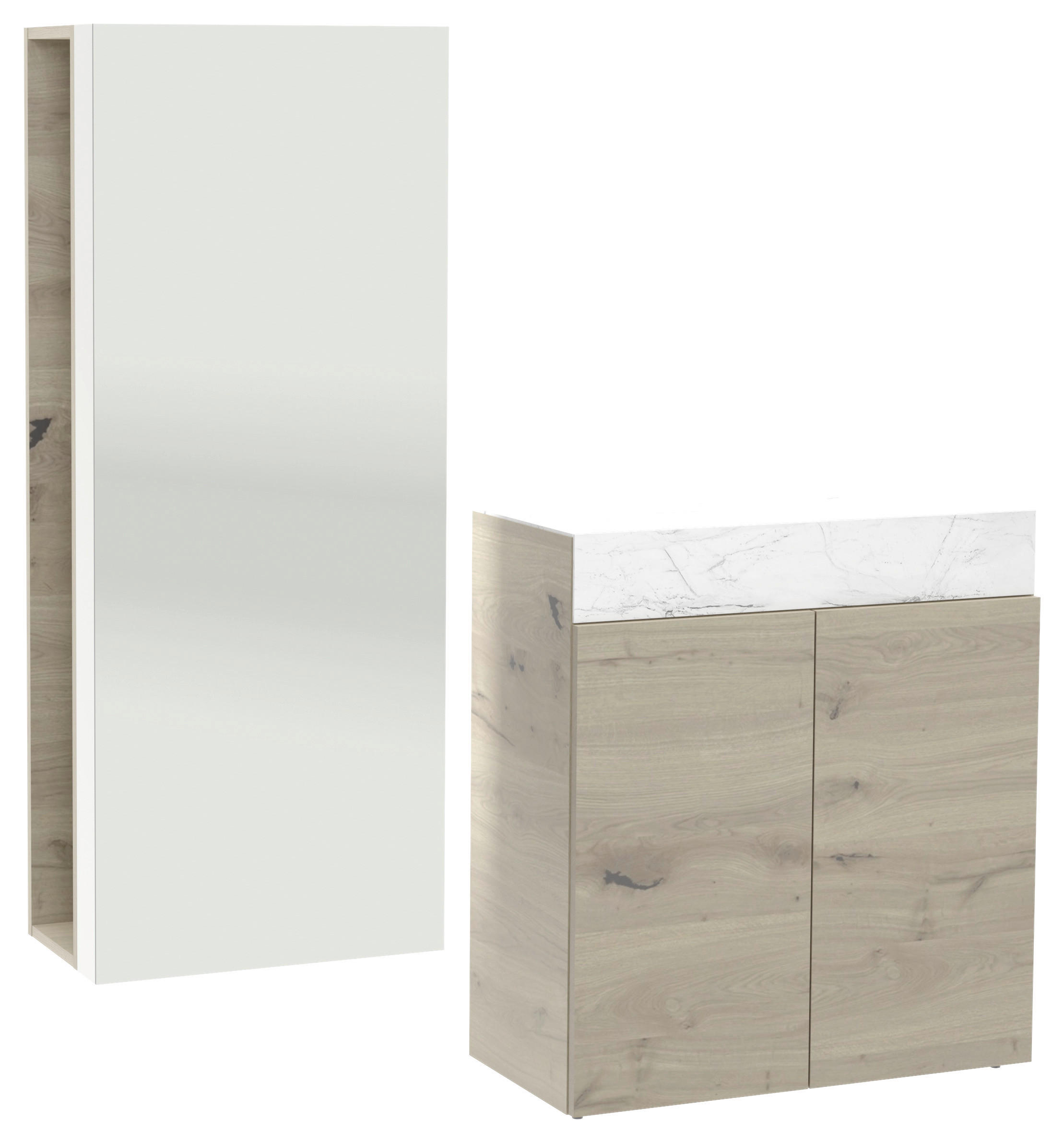 GARDEROBE 2-teilig  in 184/194/42,6 cm  - Eichefarben/Weiß, Natur, Glas/Holz (184/194/42,6cm) - Voglauer