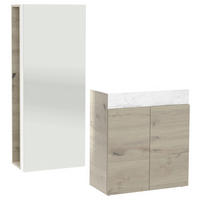 GARDEROBE 2-teilig  in 184/194/42,6 cm  - Eichefarben/Weiß, Natur, Glas/Holz (184/194/42,6cm) - Voglauer