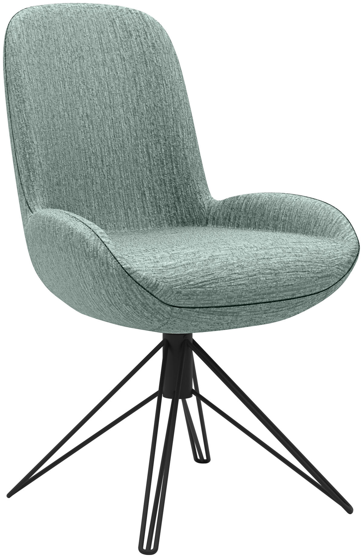 STUHL  Lederauswahl, Stoffauswahl, Typenauswahl, Sitzfläche 360° drehbar, automatische Rückholfunktion Chenille  - Graublau/Schwarz, Design, Textil/Metall (55/90/62cm) - Musterring