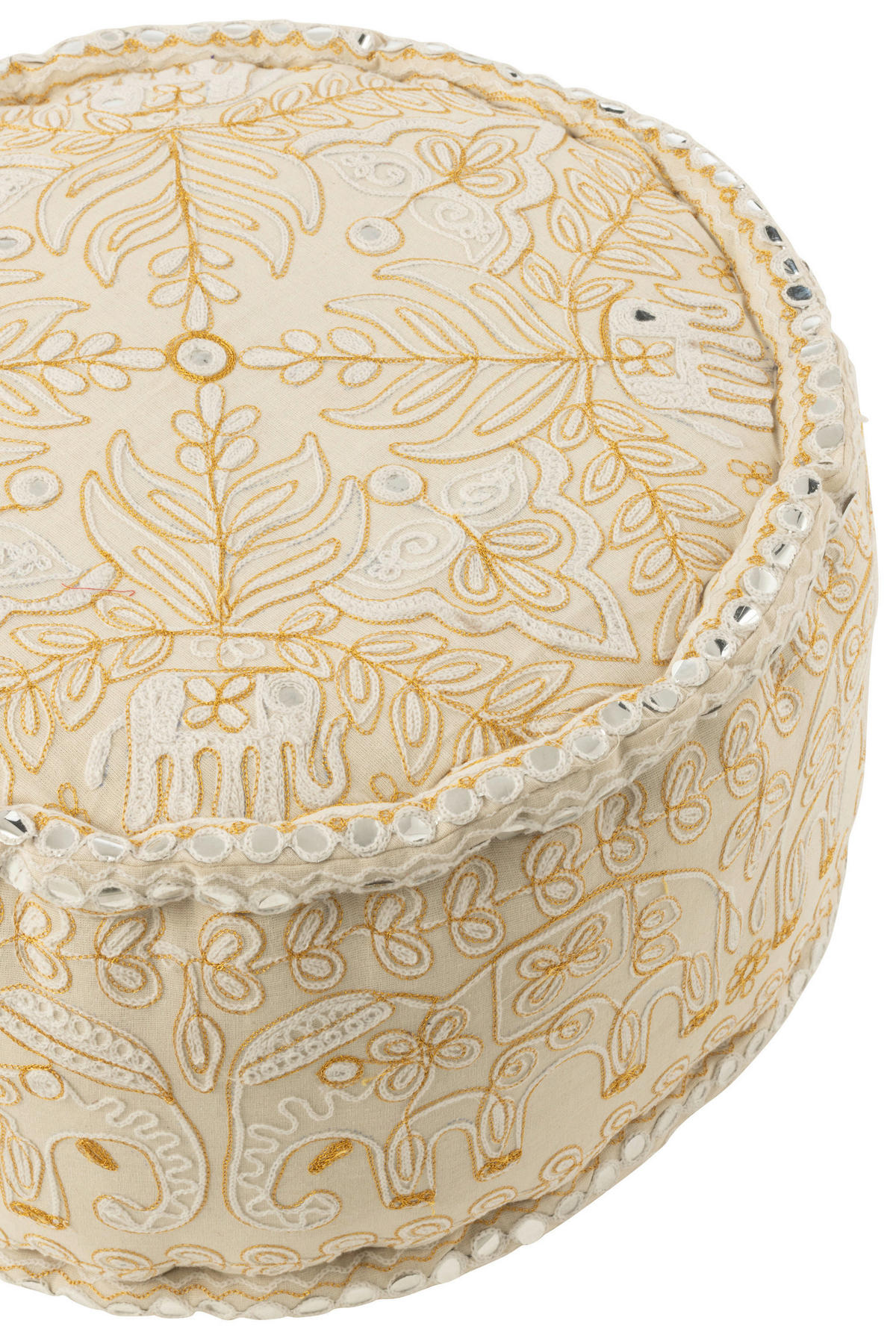 HOCKER in Textil Creme, Goldfarben  - Goldfarben/Creme, Basics, Textil (54/54/30cm)