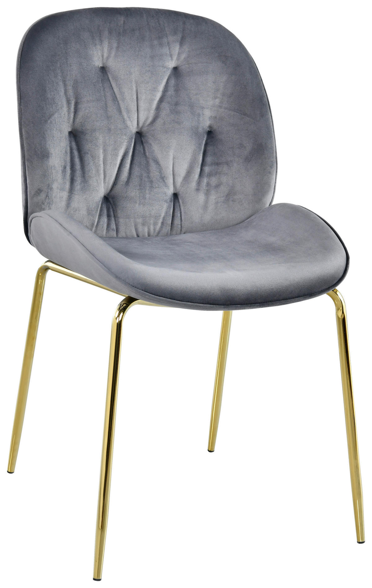 STUHL Eisen Samt  - Goldfarben/Grau, Design, Textil/Metall (48/85/62cm) - Novel