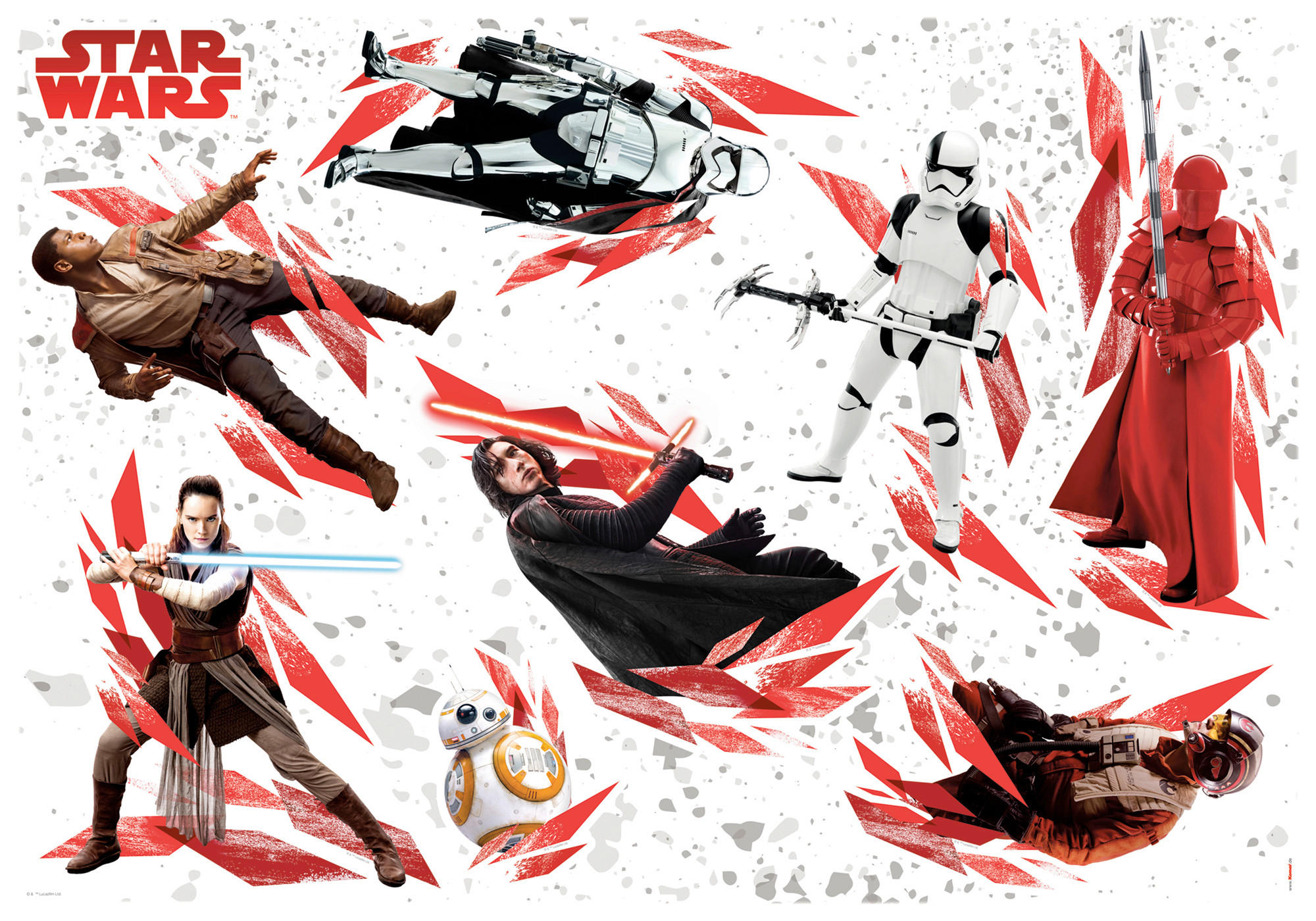 DEKOSTICKER Star Wars The Last Jedi  - Rot/Schwarz, LIFESTYLE, Kunststoff (100/70cm) - Star Wars