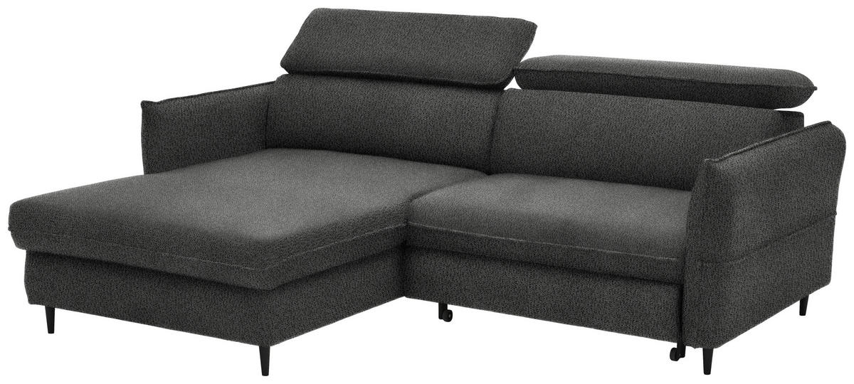ECKSOFA in Flachgewebe Graubraun  - Graubraun/Schwarz, Design, Holz/Textil (185/232cm) - Stylife
