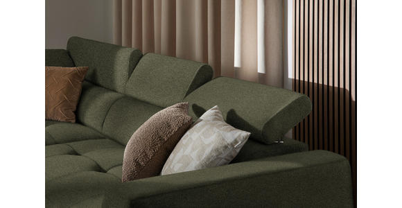 ECKSOFA in Struktur Olivgrün 205/284 cm - Schwarz/Olivgrün, Design, Kunststoff/Textil (205/284cm) - Xora