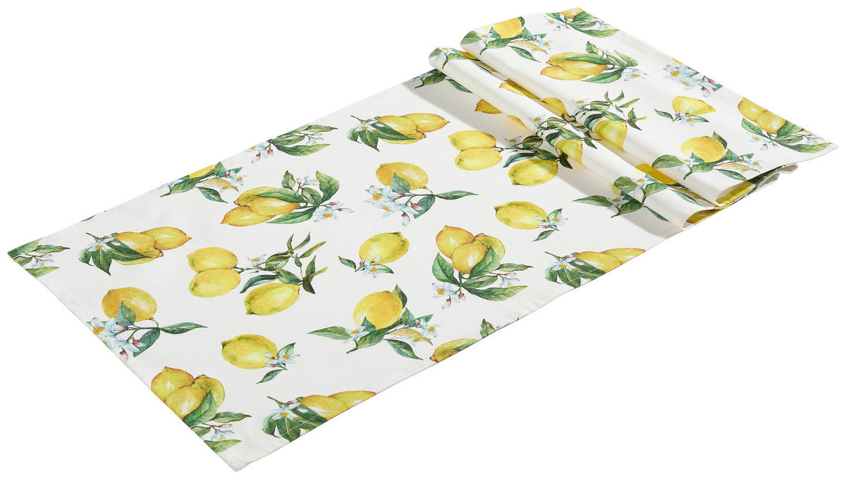 ÚZKY OBRUS, 140/40 cm, žltá, biela - žltá/biela, textil (140/40cm) - Esposa