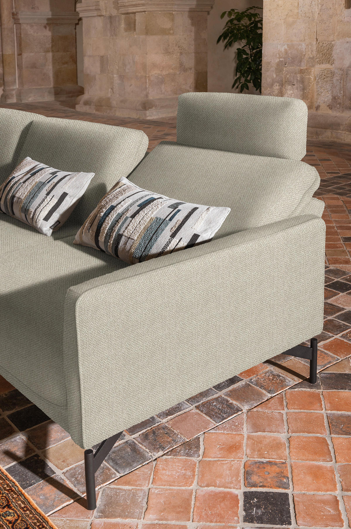 ECKSOFA in Flachgewebe Beige  - Anthrazit/Beige, Design, Textil/Metall (230/254cm) - Johann Jakob