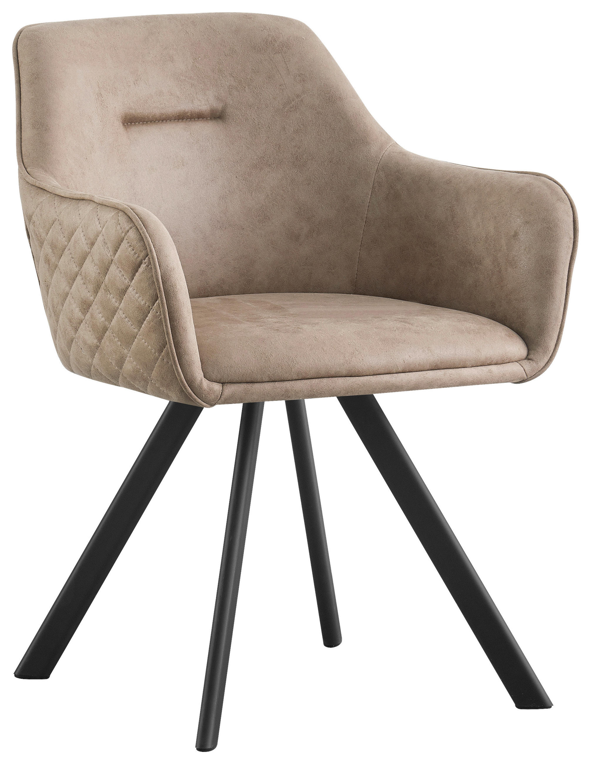 ARMLEHNSTUHL  Stoffauswahl, Sitzfläche 180° drehbar Mikrofaser  Schwarz, Beige  - Beige/Schwarz, Design, Textil/Metall (58,5/78,5/60cm) - Hom`in