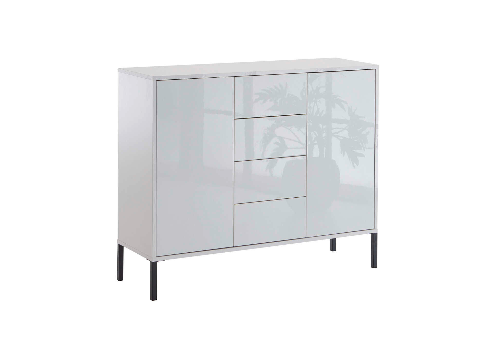 MID.YOU KOMODA, biela, biela s vysokým leskom, 105,5/86/33 cm