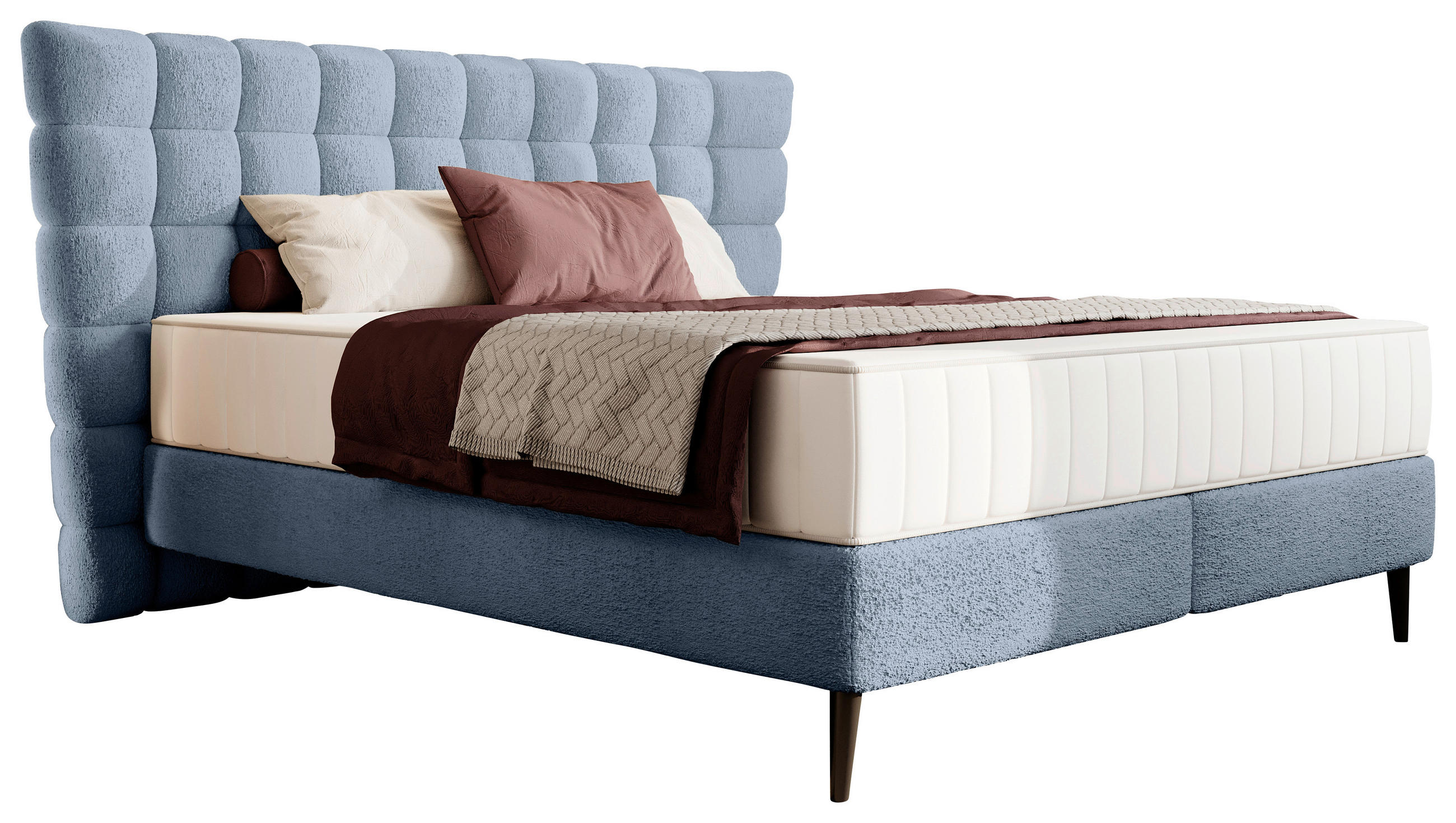 BOXSPRINGBETT 180/200 cm  in Graublau  - Graublau/Schwarz, Design, Holz/Holzwerkstoff (180/200cm) - home24