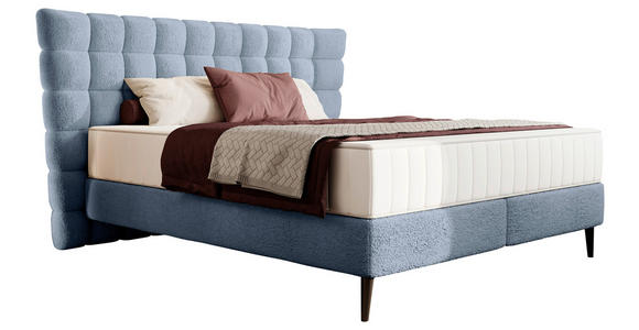 BOXSPRINGBETT 180/200 cm  in Graublau  - Graublau/Schwarz, Design, Holz/Holzwerkstoff (180/200cm) - Esposa