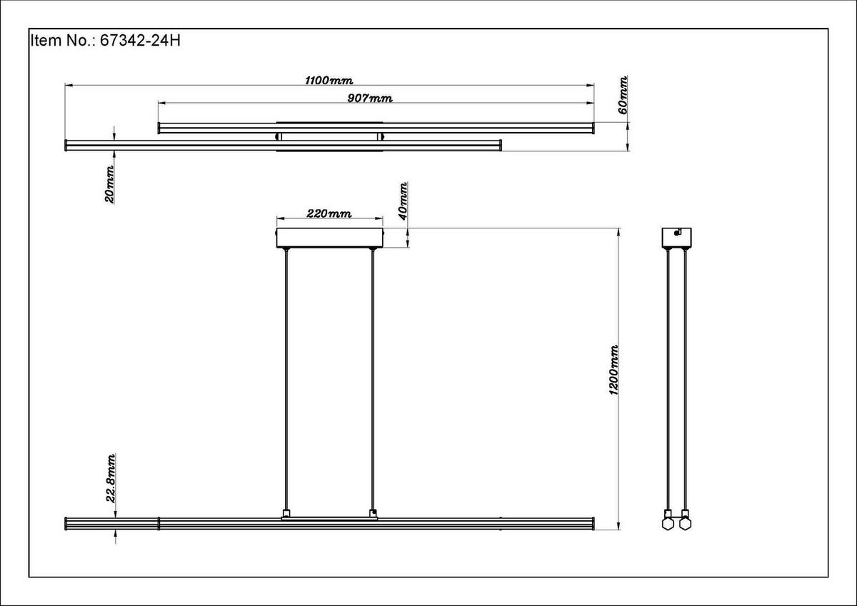 LED SVJETILJKA VISEĆA    110/6/120 cm    KIRINA  - bijela/crna, Design, metal/plastika (110/6/120cm) - Globo