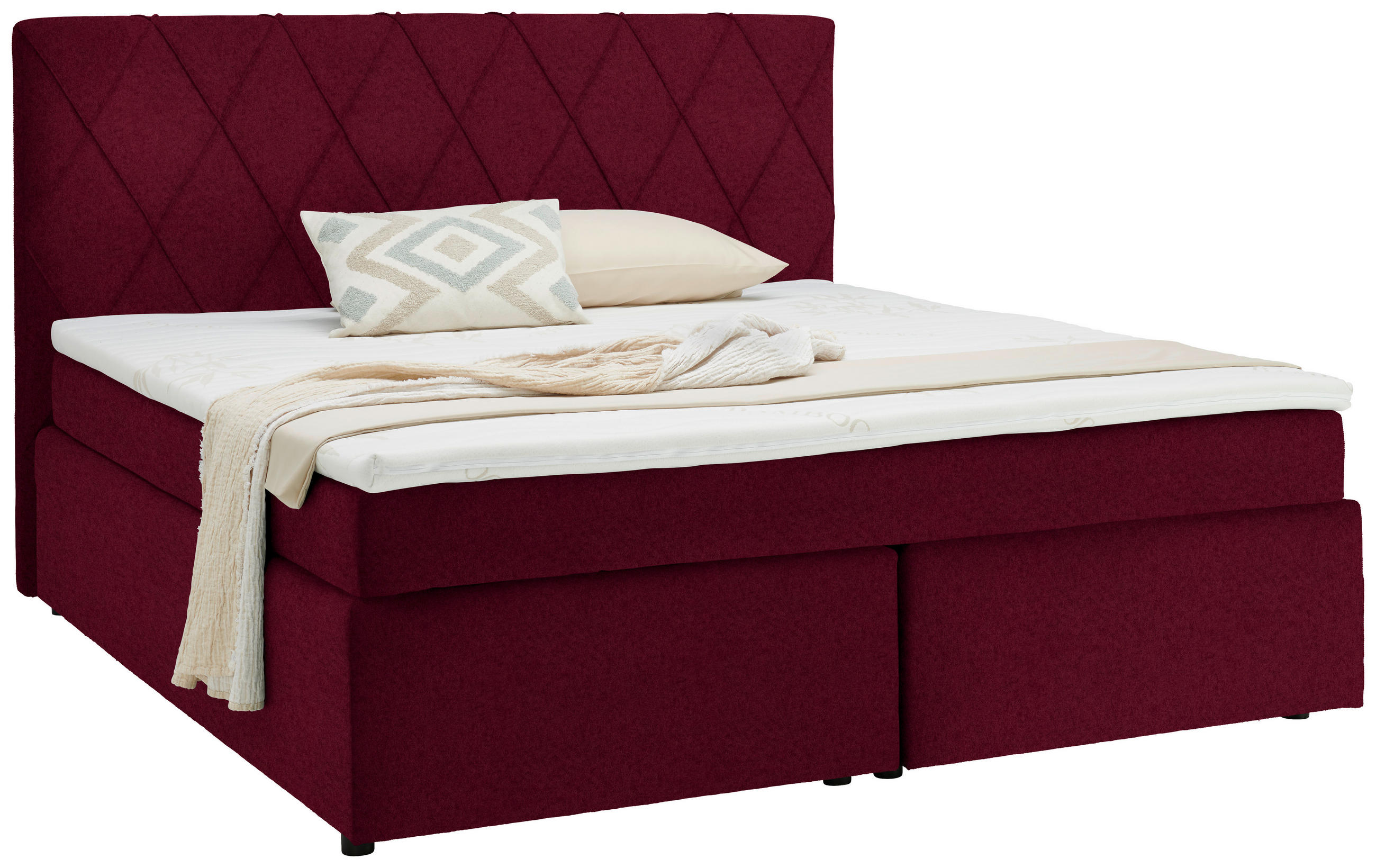 BOXSPRINGBETT 180/200 cm  in Rot  - Rot/Schwarz, Design, Kunststoff/Textil (180/200cm) - Xora