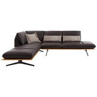ECKSOFA in Echtleder Braun  - Schwarz/Braun, Design, Leder/Holz (205/282cm) - Dieter Knoll
