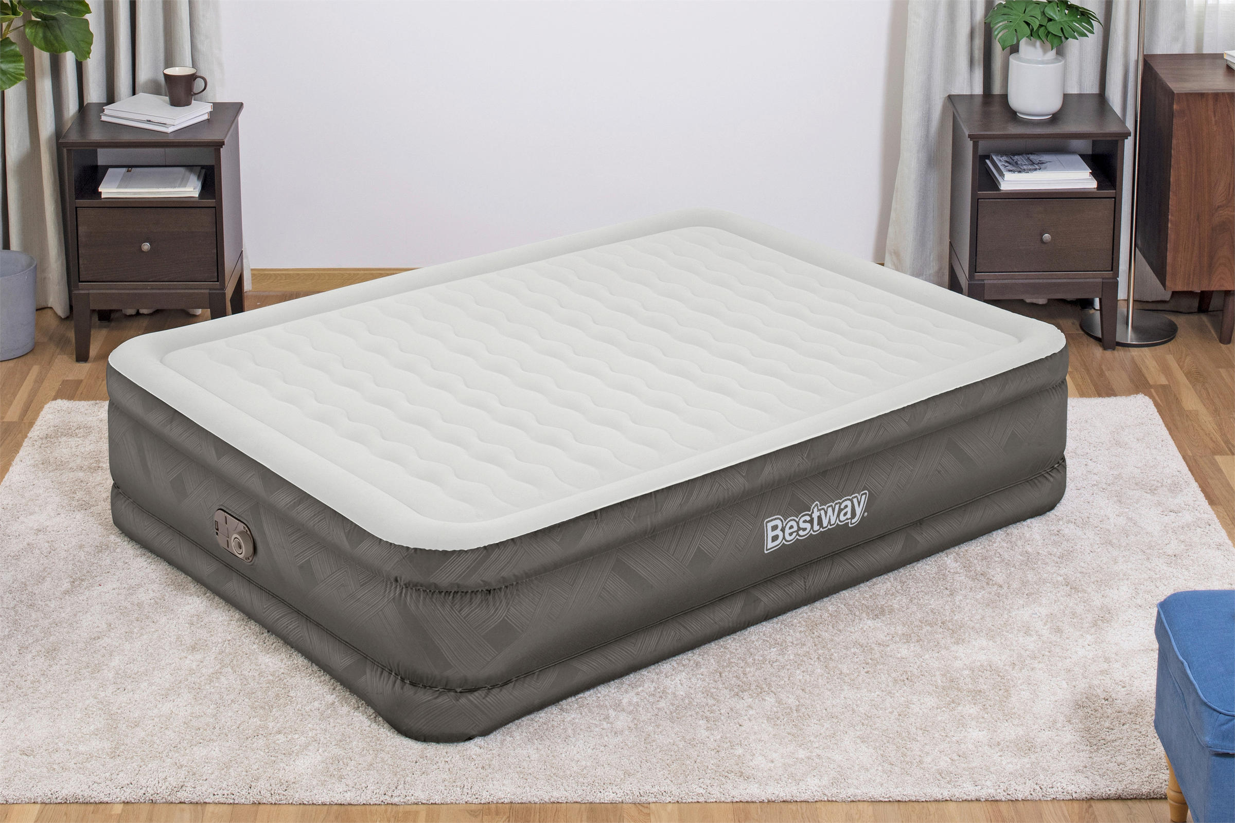 Bestway кровать надувная queen со встроенным электронасосом pvc 203x152 см x 42 см 67696