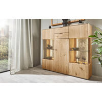HIGHBOARD Wildeiche  136,9/138,3/37,1 cm  - Wildeiche/Schwarz, Natur, Glas/Holz (136,9/138,3/37,1cm) - Valnatura
