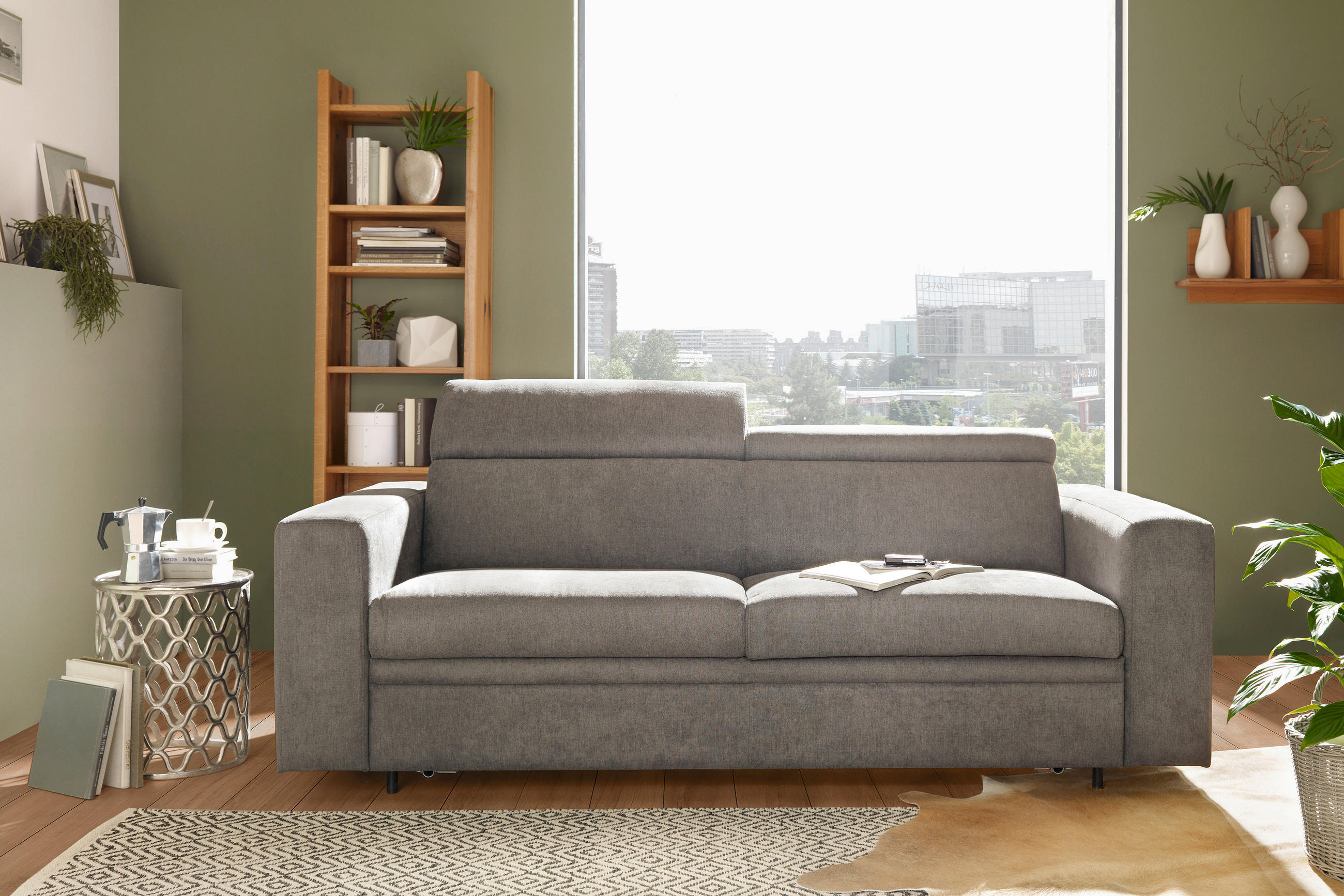 SCHLAFSOFA Flachgewebe Hellbraun  - Hellbraun/Schwarz, KONVENTIONELL, Kunststoff/Textil (206/83/100cm) - Livetastic