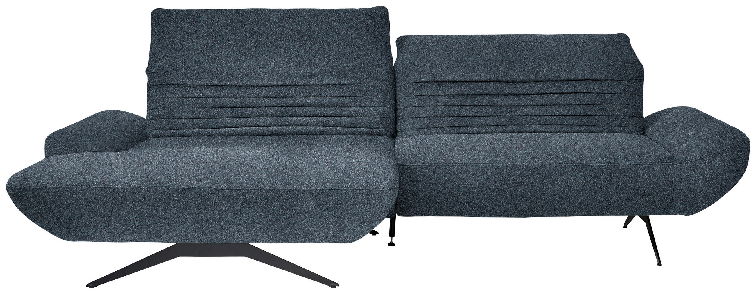 ECKSOFA  in Bouclé Blau  170-195/280 cm  - Blau/Schwarz, Design, Textil/Metall (170-195/280cm) - Dieter Knoll