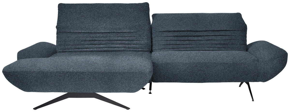ECKSOFA  in Bouclé Blau  170-195/280 cm  - Blau/Schwarz, Design, Textil/Metall (170-195/280cm) - Dieter Knoll