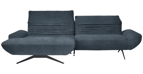 ECKSOFA  in Bouclé Blau  170-195/280 cm  - Blau/Schwarz, Design, Textil/Metall (170-195/280cm) - Dieter Knoll