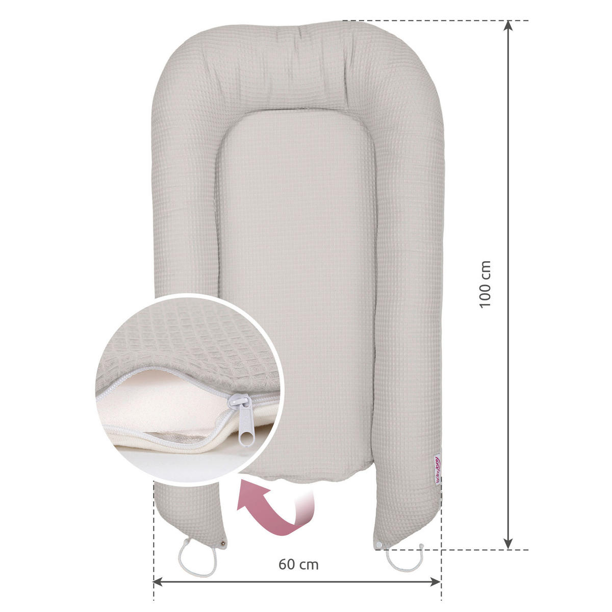 KUSCHELNEST babybay Kuschelnest Waffelpiqué  90/50/13 cm   - Grauweiß, Basics, Textil (90/50/13cm) - Babybay