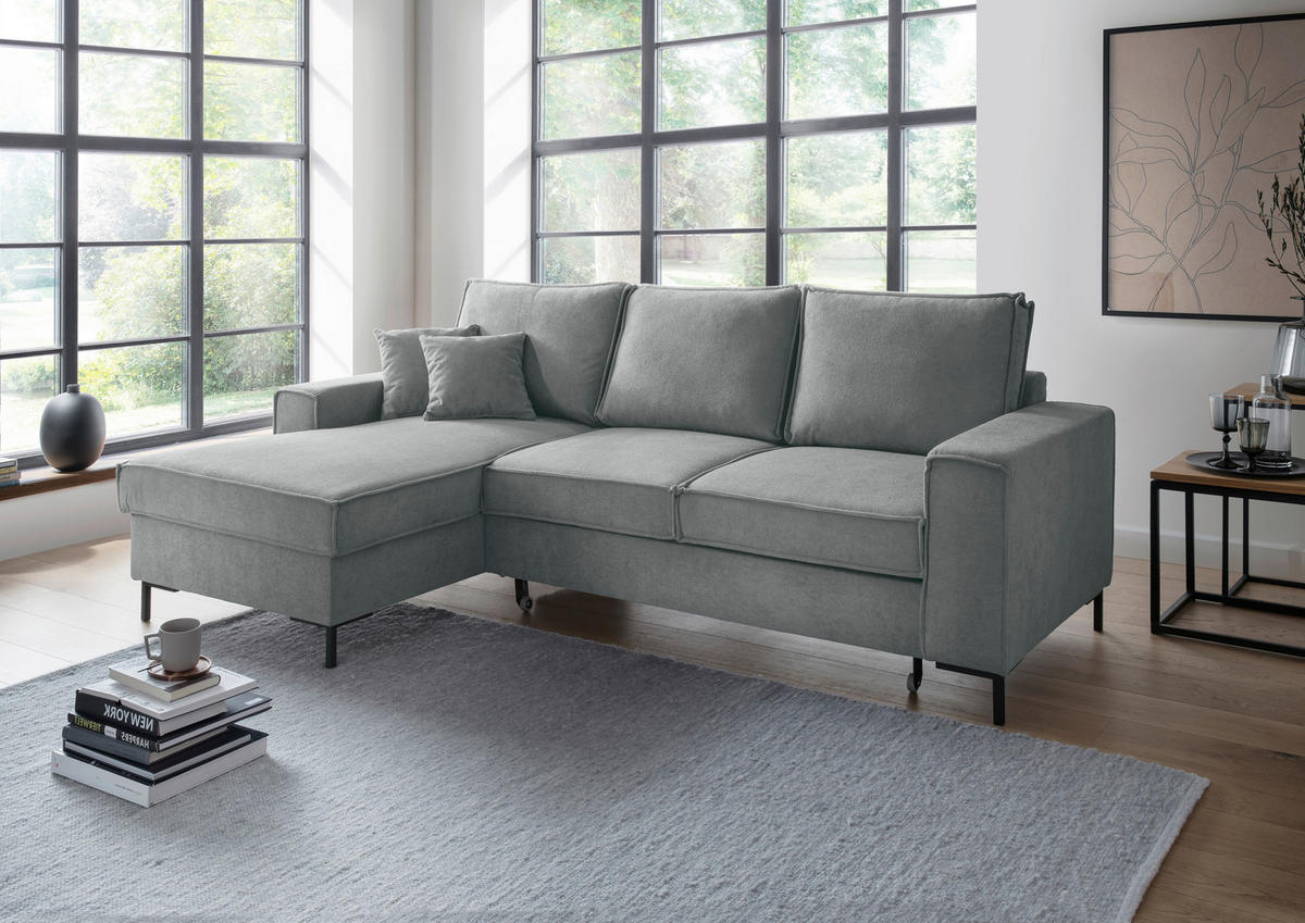 KUTNA GARNITURA tekstil  antracit   - crna/antracit, Moderno, tekstil/metal (150/240cm) - Livetastic