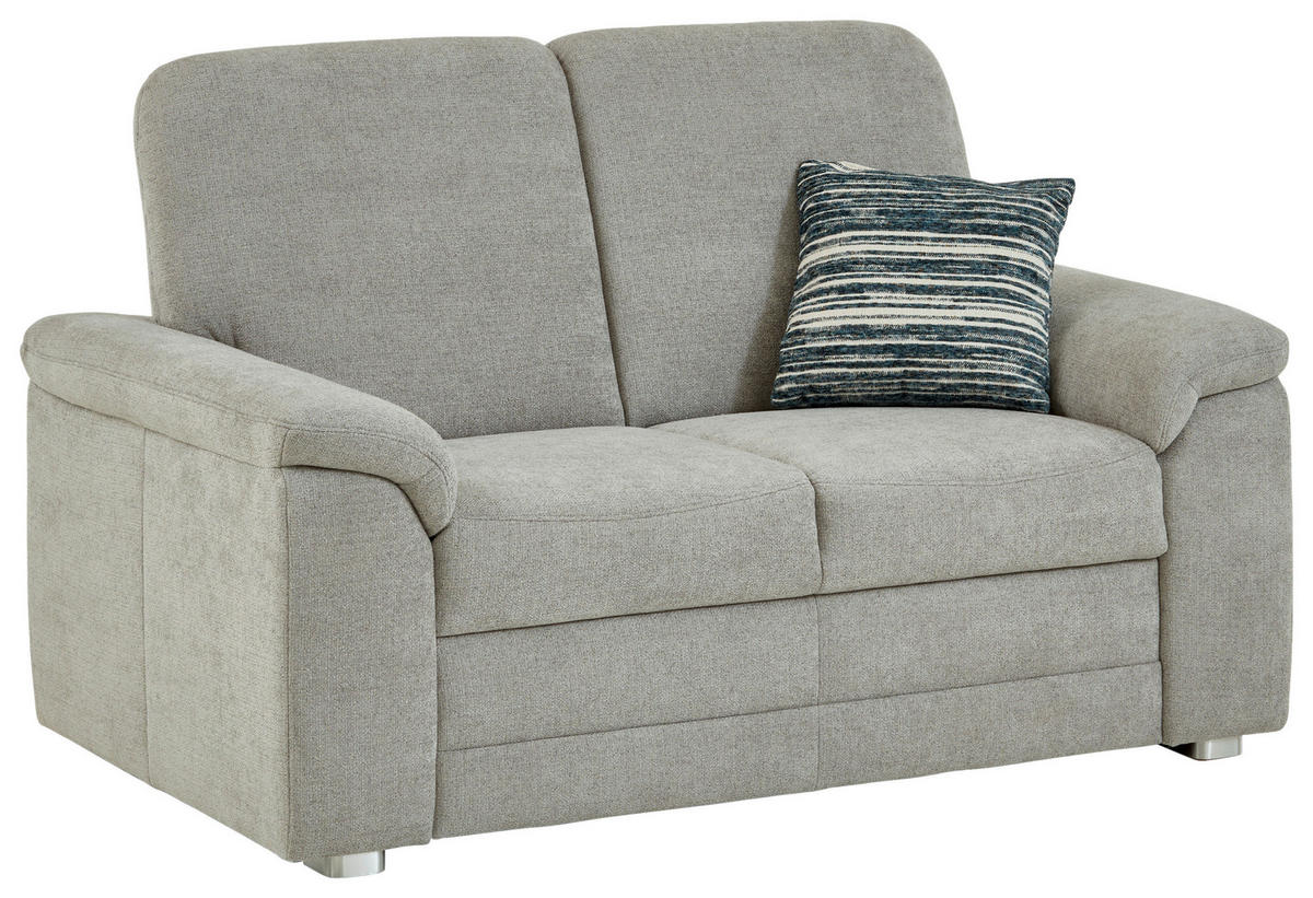 2-SITZER-SOFA Chenille Hellgrau  - Hellgrau/Alufarben, Konventionell, Textil/Metall (156/96/89cm) - Beldomo Comfort