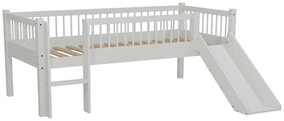 SPIELBETT Buche massiv 90/200 cm Weiß  - Naturfarben/Weiß, MODERN, Holz (90/200cm) - Vipack