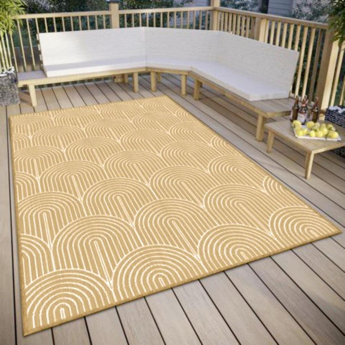 OUTDOORTEPPICH 240/330 cm Pangli Weiß, Honig  - Weiß/Honig, Design, Kunststoff (240/330cm)
