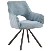 ARMLEHNSTUHL  in Eisen Cord  - Schwarz/Hellblau, Design, Textil/Metall (60/85/63cm) - Hom`in