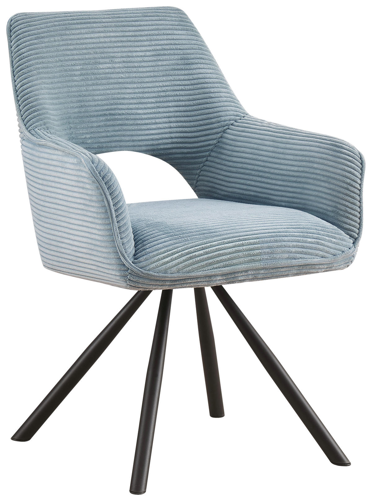 ARMLEHNSTUHL  in Eisen Cord  - Schwarz/Hellblau, Design, Textil/Metall (60/85/63cm) - Hom`in