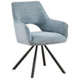 ARMLEHNSTUHL  Stoffauswahl, inklusive Armlehnen, Sitzfläche 180° drehbar, automatische Rückholfunktion Cord  - Schwarz/Hellblau, Design, Textil/Metall (60/85/63cm) - Hom`in