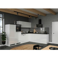 Eckküche Monza mit Geräten 300/240 cm  in Grau, Weiss, Weiss Hochglanz  - Weiss Hochglanz/Weiss, Lifestyle, Holzwerkstoff (300/240cm) - Held
