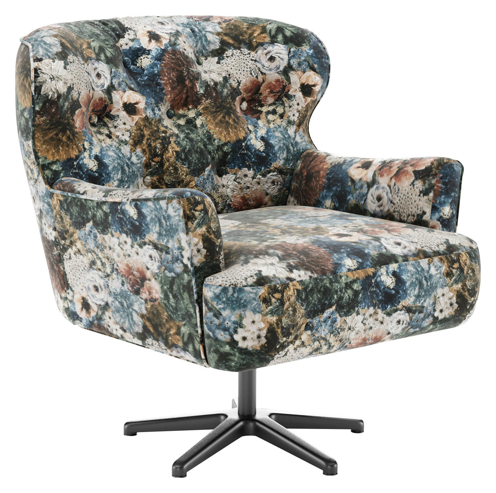 SESSEL Jacquard Blau, Rosa, Beige    - Blau/Beige, KONVENTIONELL, Textil/Metall (83/97/87cm) - Cantus