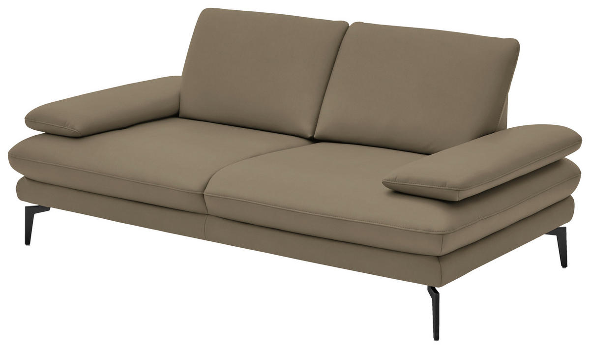 2,5-SITZER in Leder Beige  - Beige/Schwarz, Design, Leder/Metall (196/86/104cm) - Dieter Knoll