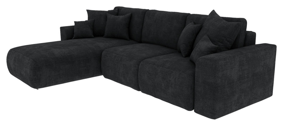ECKSOFA in Samt Dunkelgrau  195/293 cm  - Chromfarben/Dunkelgrau, KONVENTIONELL, Kunststoff/Textil (195/293cm) - Carryhome