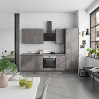 KÜCHENBLOCK Riva 270 cm  in Schieferfarben  - Schieferfarben/Edelstahlfarben, MODERN, Holzwerkstoff/Metall (270cm) - Nobilia