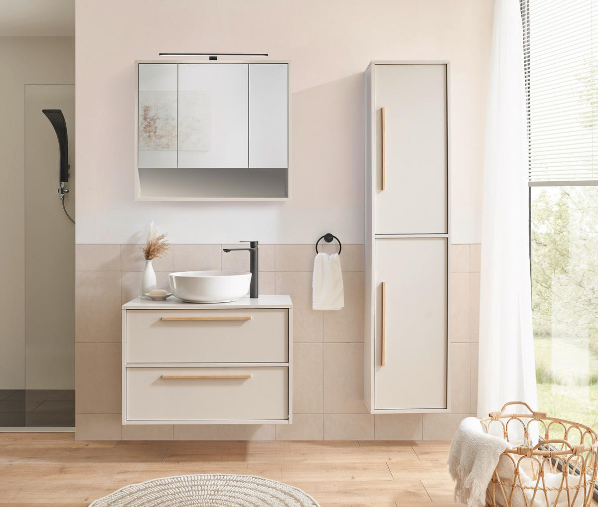 HOCHSCHRANK 40/176/26 cm  - Kaschmir/Eichefarben, Design, Holzwerkstoff/Kunststoff (40/176/26cm) - home24