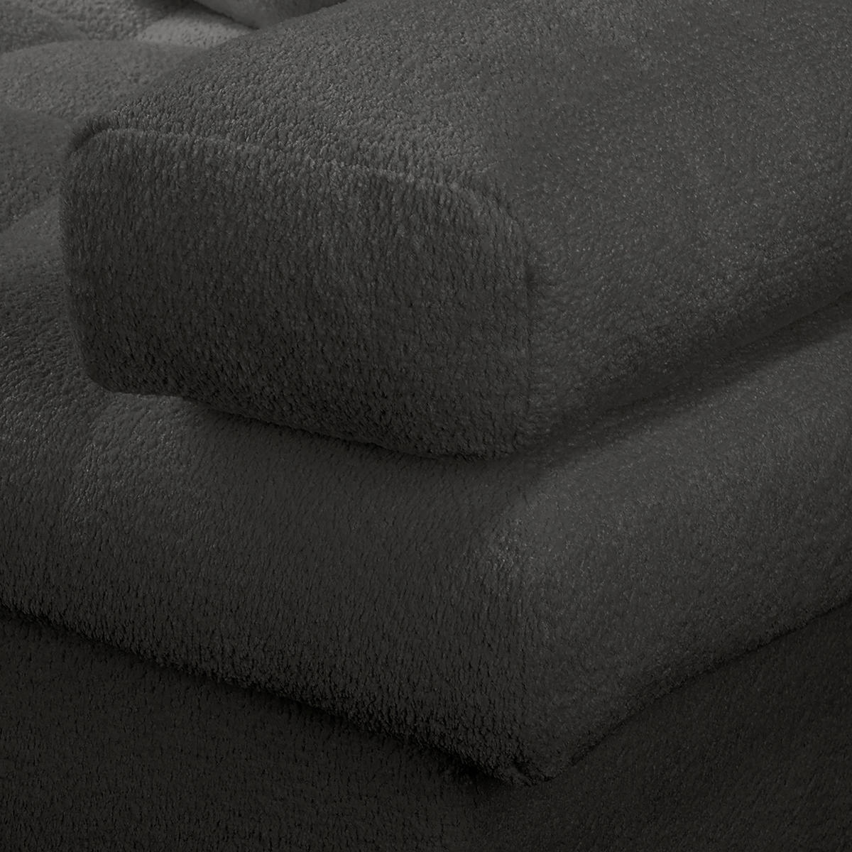 BIGSOFA Naomi Teddystoff Dunkelgrau  - Dunkelgrau/Schwarz, Design, Kunststoff/Textil (284/94/148cm) - Livetastic