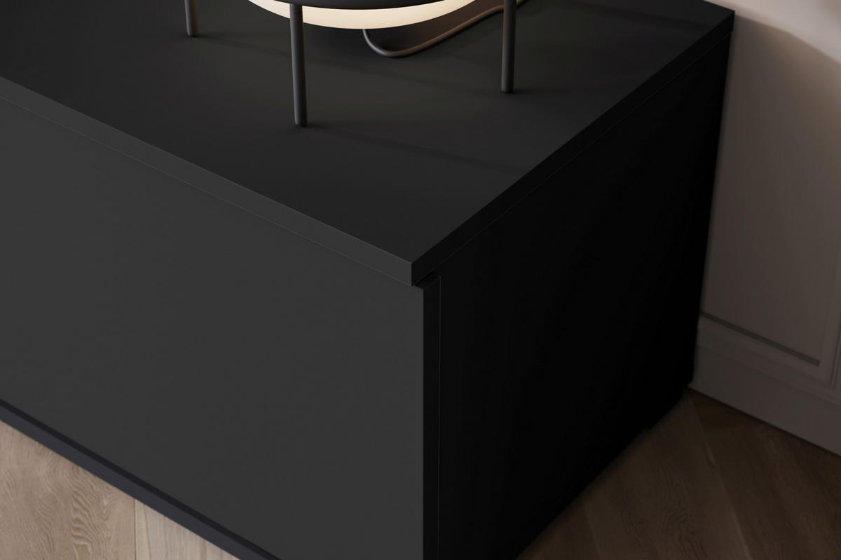 WOHNWAND 4-teilig  in Schwarz  262/141,9/33 cm  - Schwarz, Trend, Glas/Holzwerkstoff (262/141,9/33cm) - Livetastic