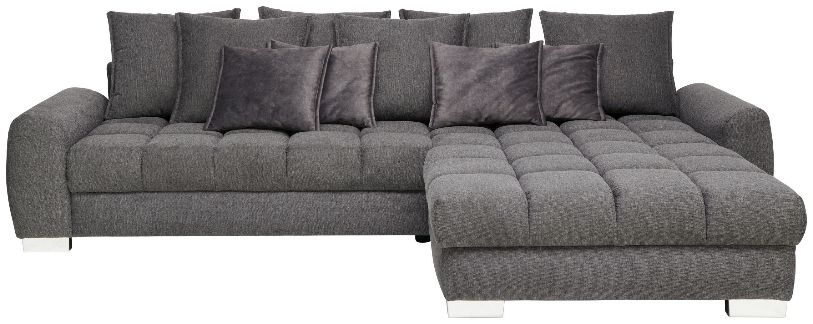 ECKSOFA Anthrazit Webstoff  - Chromfarben/Anthrazit, Design, Kunststoff/Textil (320/226cm) - Carryhome