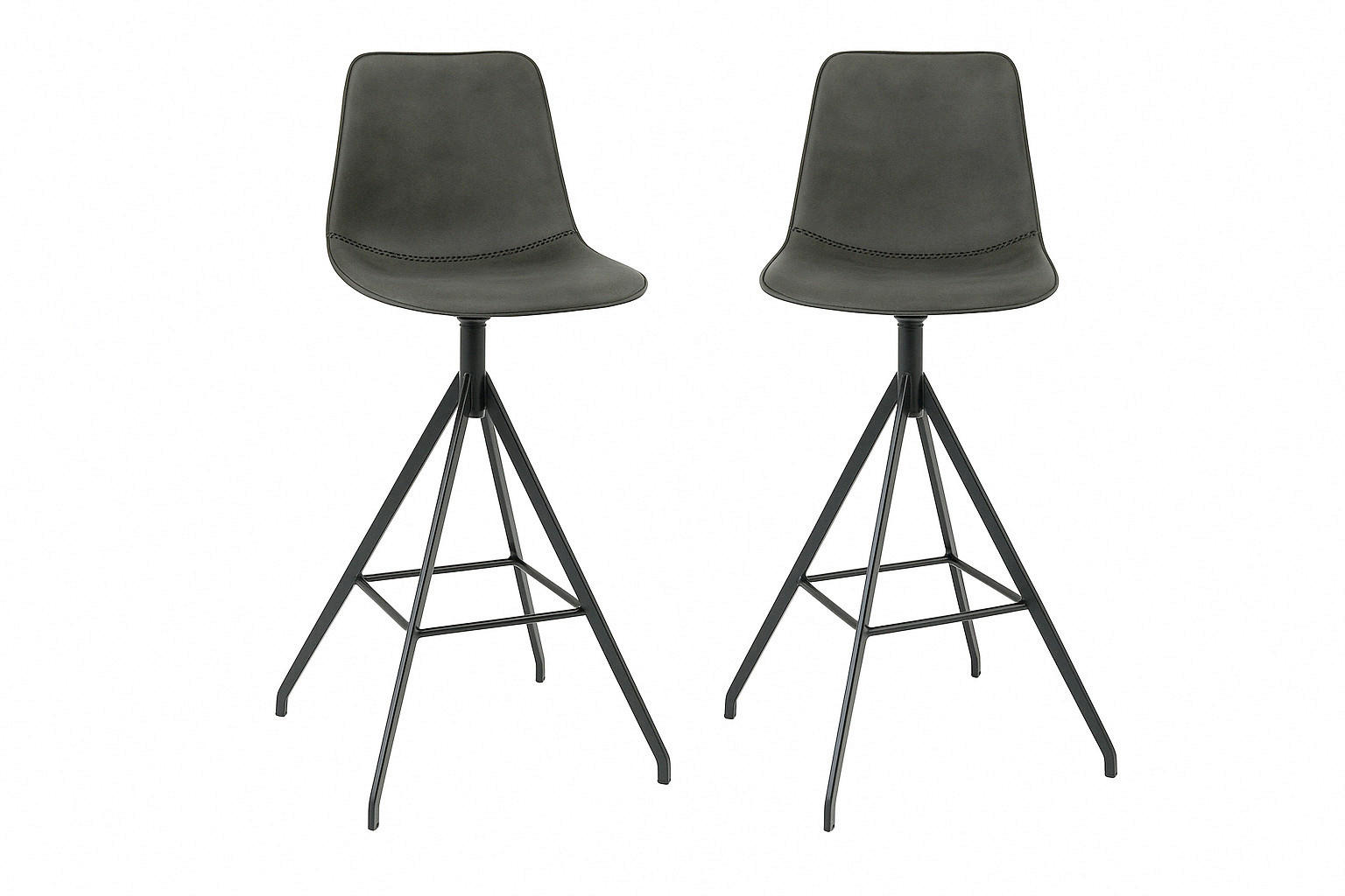 BARHOCKER-SET Dunkelgrau  - Dunkelgrau/Schwarz, MODERN, Textil/Metall (44/96/51cm) - MID.YOU