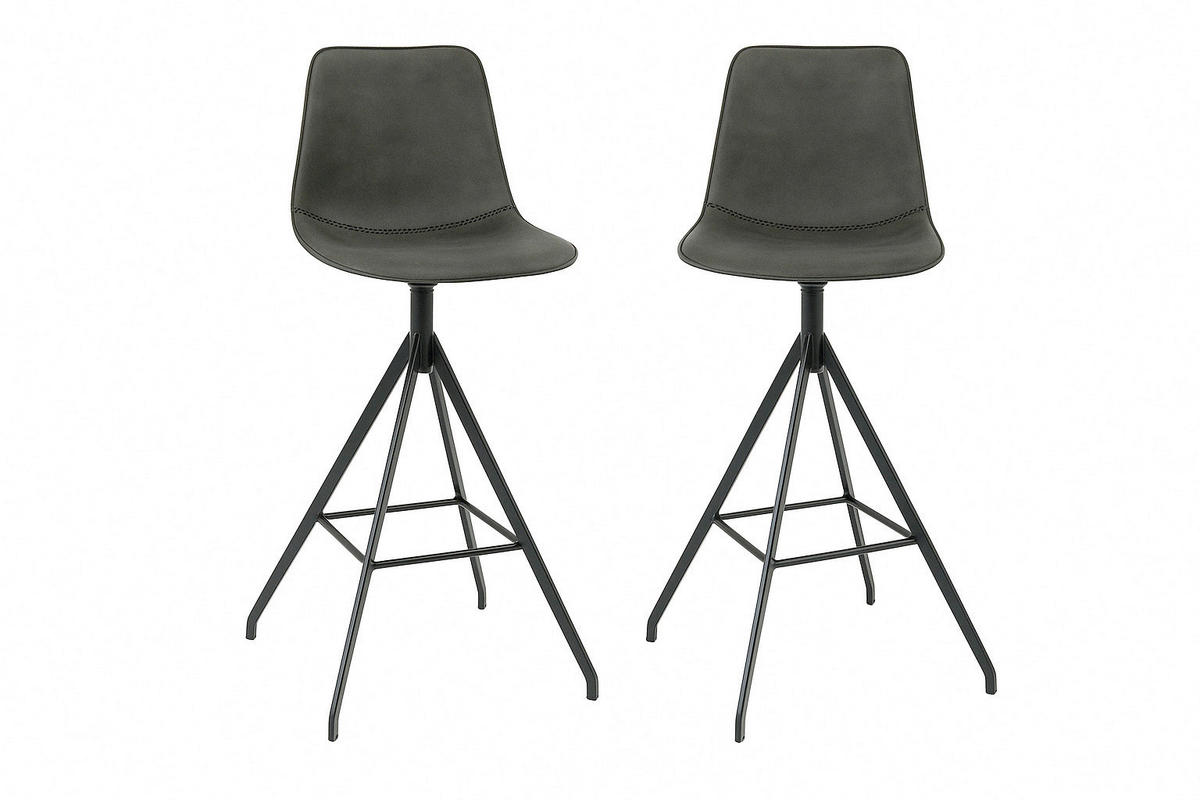 BARHOCKER-SET in Dunkelgrau  - Dunkelgrau/Schwarz, MODERN, Textil/Metall (44/96/51cm) - MID.YOU