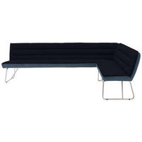 ECKBANK 284/184 cm Flachgewebe Blau, Edelstahlfarben, Dunkelblau   - Blau/Edelstahlfarben, Design, Textil/Metall (284/184cm) - Dieter Knoll