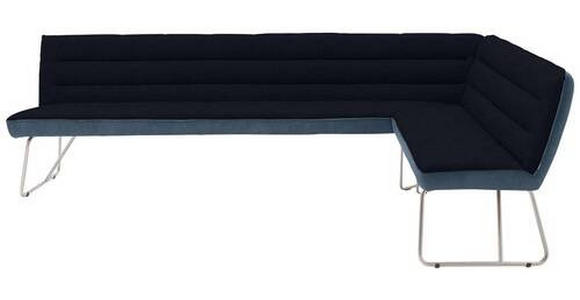 ECKBANK 284/184 cm Flachgewebe Blau, Edelstahlfarben, Dunkelblau   - Blau/Edelstahlfarben, Design, Textil/Metall (284/184cm) - Dieter Knoll