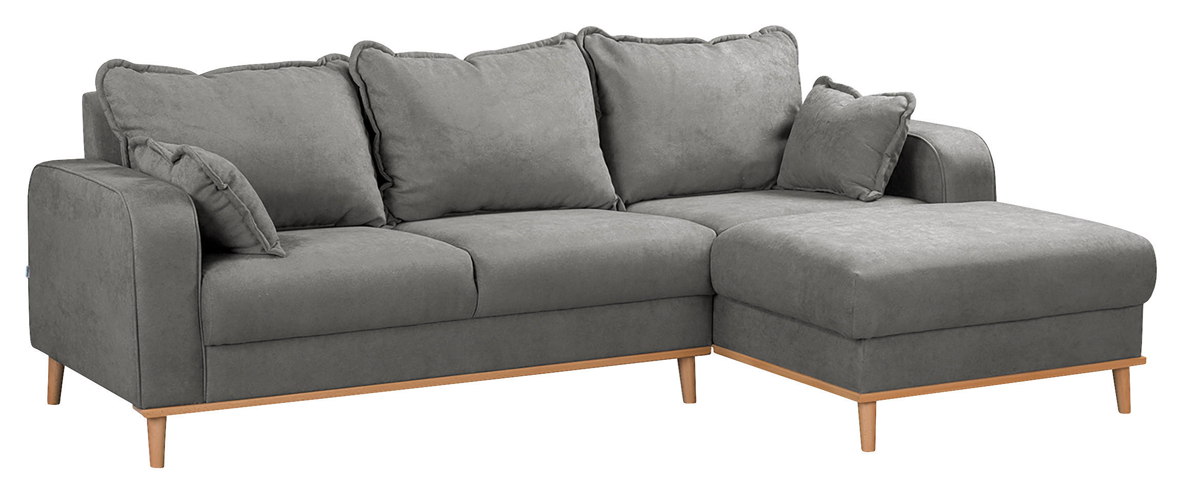ECKSOFA Beata Grau Mikrofaser  - Wengefarben/Grau, Design, Holz/Textil (230/150cm) - Livetastic